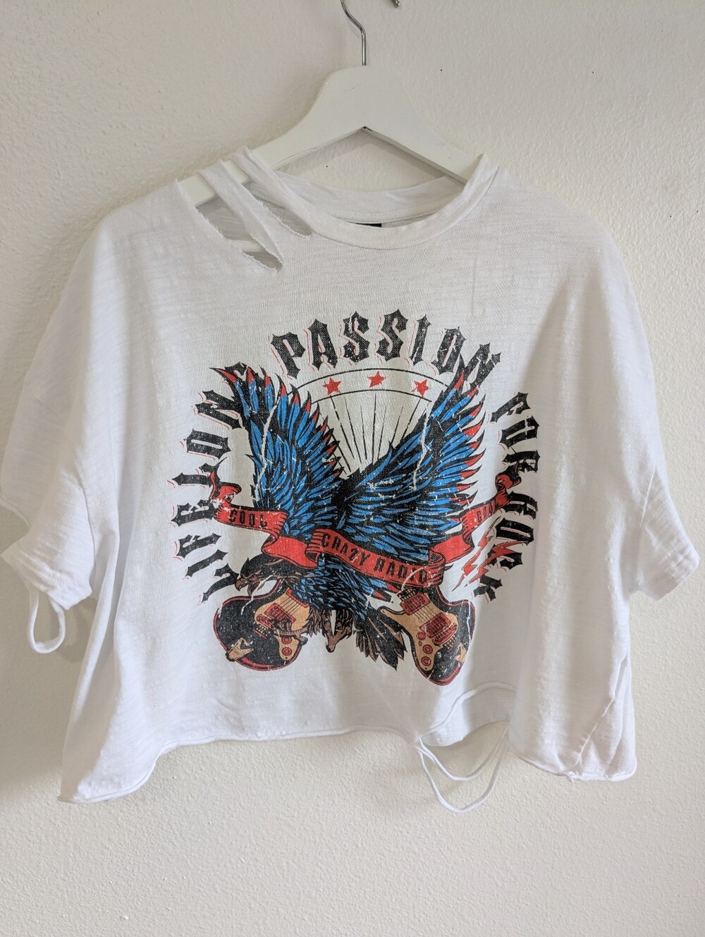 ROMWE white rock graphic crop top, 0XL